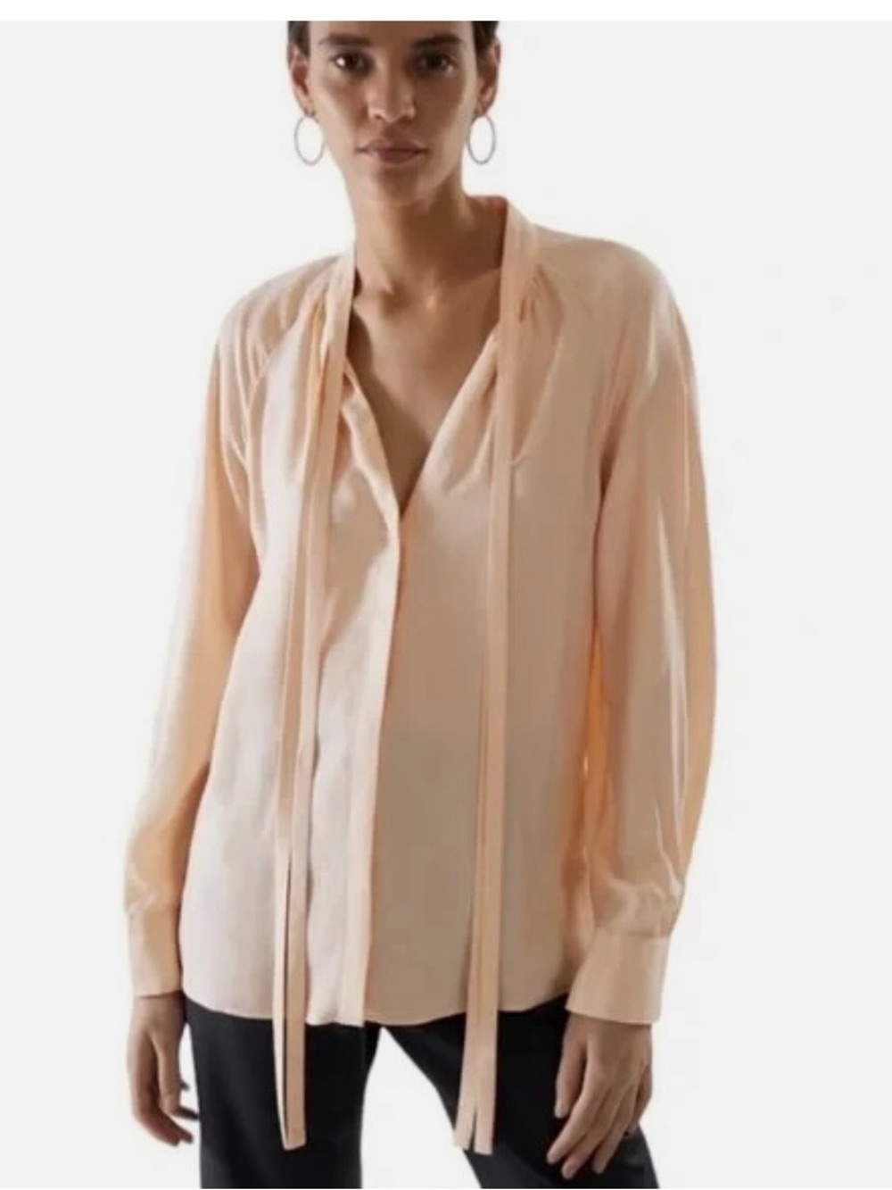 COS Tie-Neck Blouse in Light Peach - Women's Top size 38 (us size 6-8)